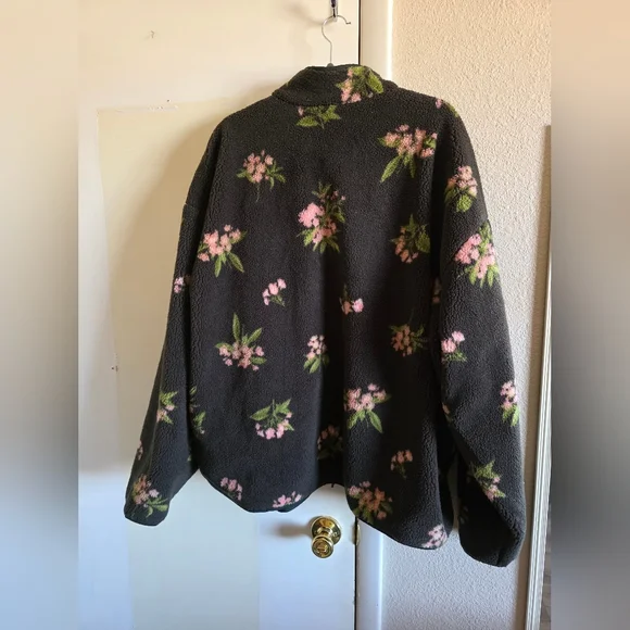 Woolrich Floral Zip-Up Fleece Jacket - Olive Green - Picture 5 of 7